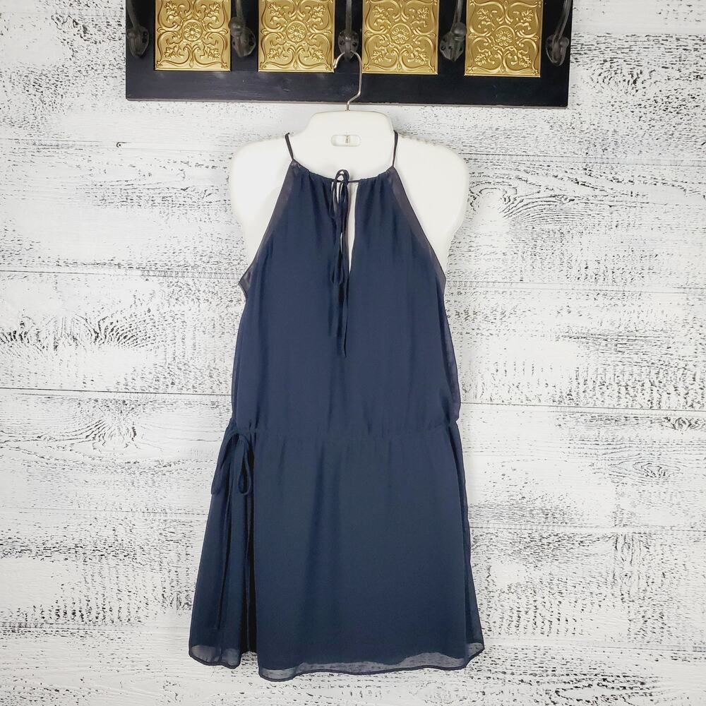 ✨ Zara Trafaluc Black Halter Mini Dress | Faux Leather Trim M